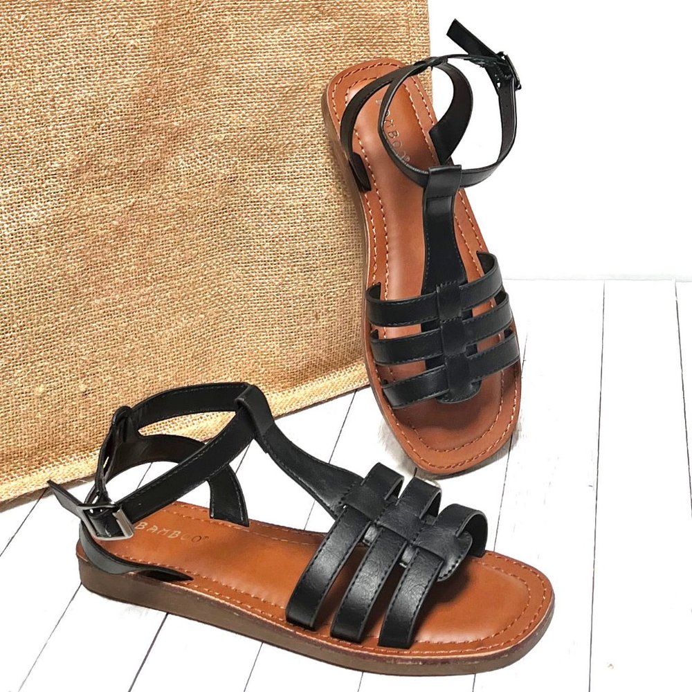 Black Strappy Women’s Sandals - Classic Ankle Strap